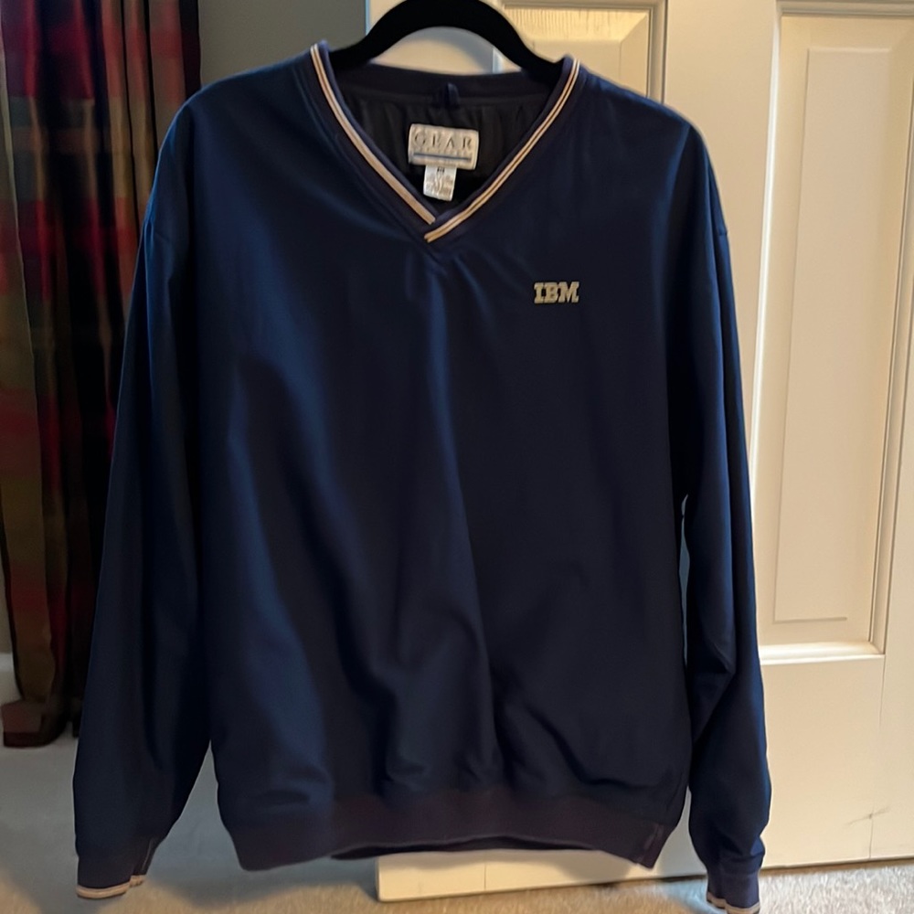 Windbreaker w/ IBM logo in navy by Gear. Like new